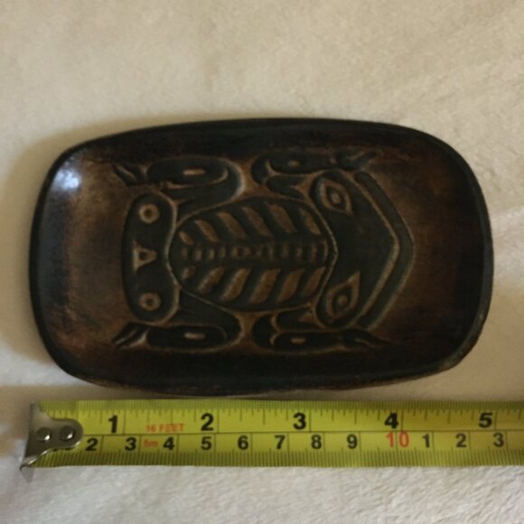 Vintage 70s Canadian Artist Ruth Meechan Handmade Haida Frog Trinket Dish - Picture 9 of 11